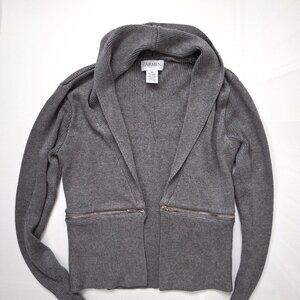 Carmen Marc Valvo Grey Open Cardigan